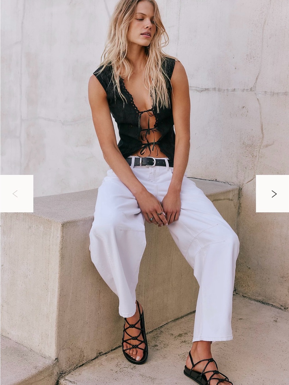 Free People We The Free Good Luck Mid-Rise Barrel Jeans Optic White Size 24 NWT